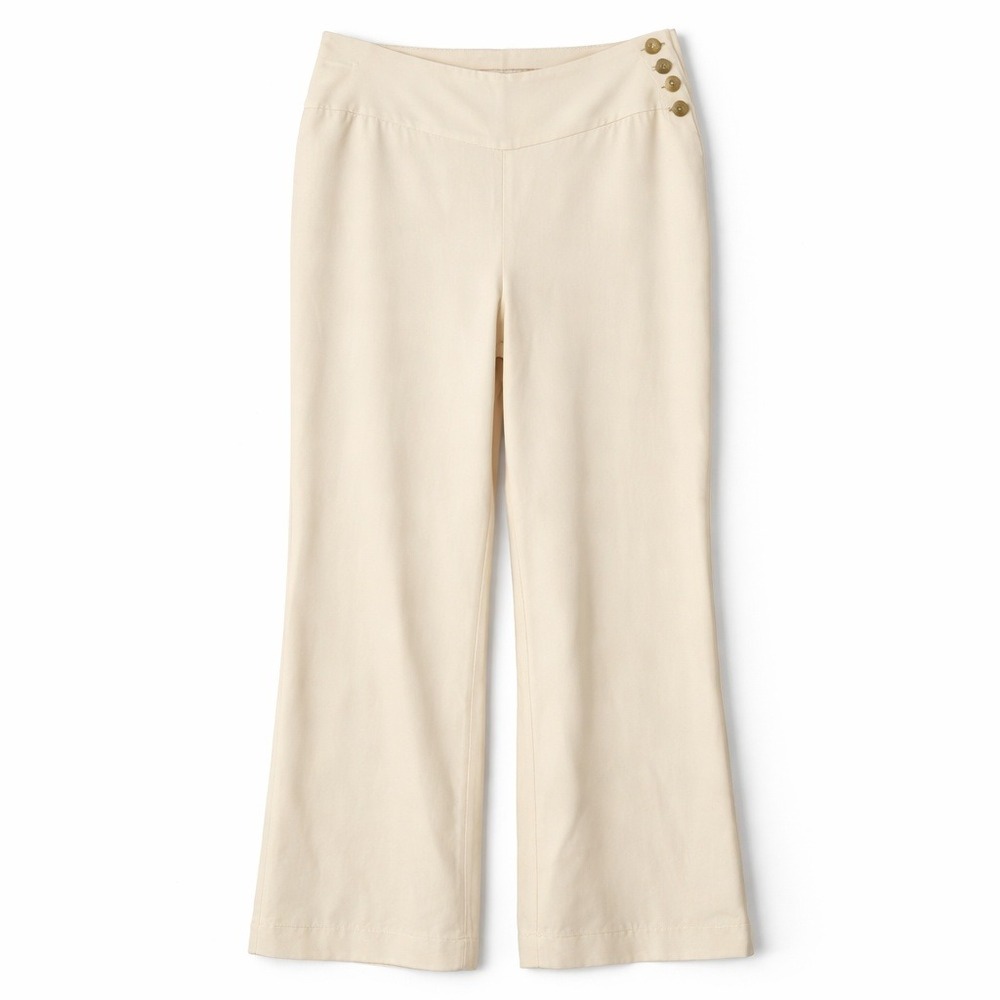 Lauren Ralph Lauren Cream 100% Silk Wide Leg Trousers Size 6 Old Money quiet lux